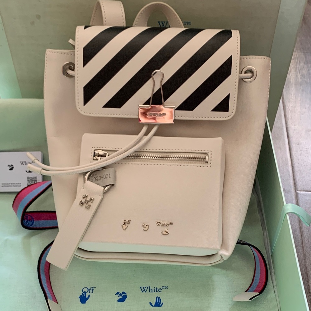 Elegant Cream and Black Striped Backpack